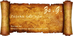 Zsirka Génia névjegykártya